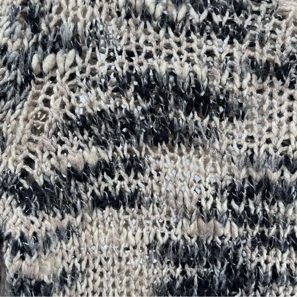 Mango MNG Suit Women’s Black Creme Metallic Marled Open Knit Pullover Sweater M - Picture 5 of 11